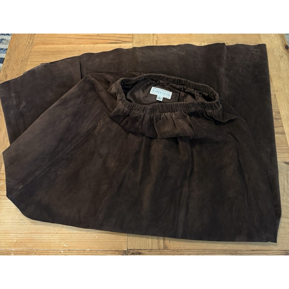 Saks Fifth Avenue Vintage Folio Collection Brown leather Maxi skirt size L